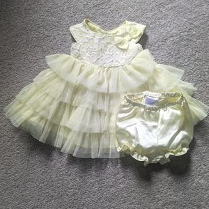 Jona Michelle Light Yellow Dress with Bloomers, Size 6M